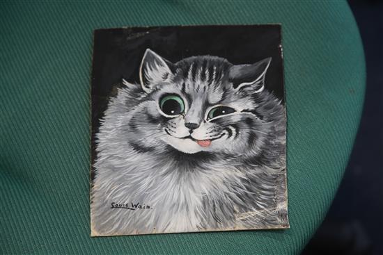 Louis Wain (1860-1939) Smiling cat 8 x 6.75in., unframed